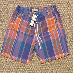 J. Crew Men's Plaid Swim Shorts - Purple and Orange